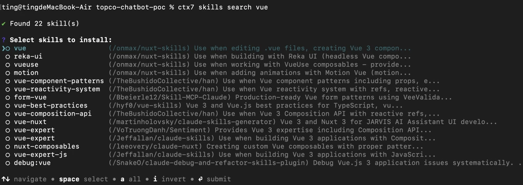 context7 skills search vue