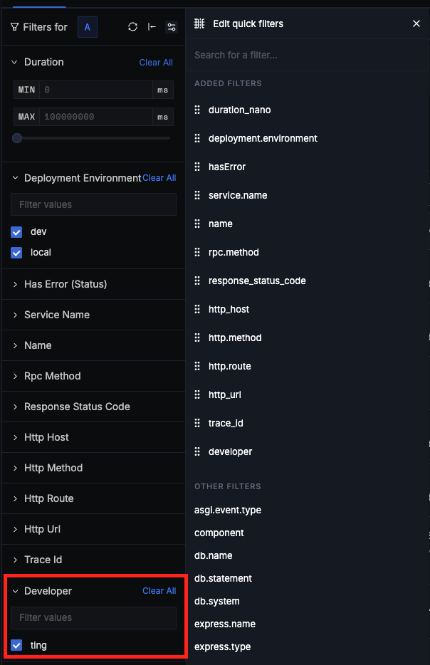 signoz custom filter otel attributes